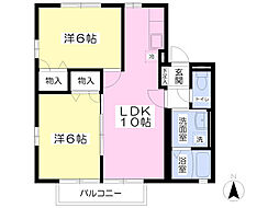 カンパーニュ穂波弐番館 2LDKの間取図画像