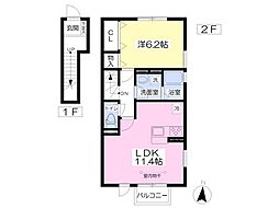 ココリ八乙女B 1LDKの間取図画像