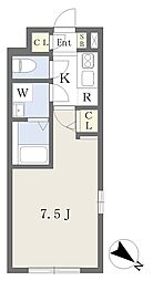 仙台市地下鉄東西線 国際センター駅 徒歩13分の賃貸マンション 1階1Kの間取り