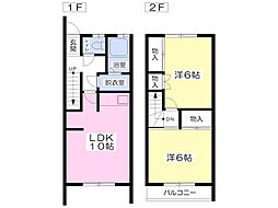 ガーデンハイツ林Ｂ棟 1階2LDKの間取り
