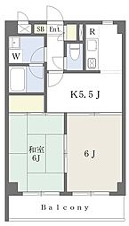 ブランシェ宮千代 1階2Kの間取り