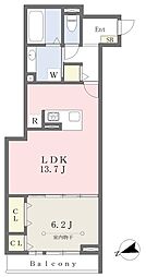 フェリシティ荒井 3階1LDKの間取り