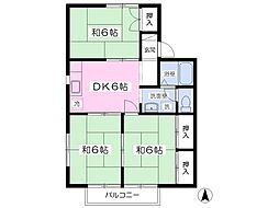 ケイティーンワタナベ2 3DKの間取図画像