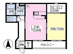 アイリス鴻の池A 1LDKの間取図画像