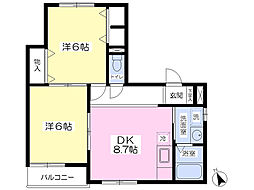 プルミエール1 2DKの間取図画像