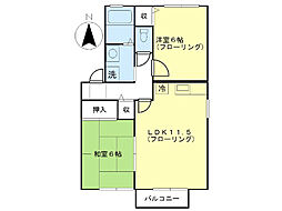 セジュール田高2 2LDKの間取図画像