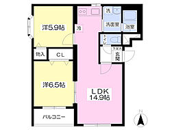 アルバ1トロス 2LDKの間取図画像