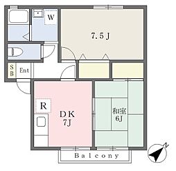 パルシティF 2DKの間取図画像