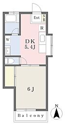 ワタナベハイツ 1DKの間取図画像