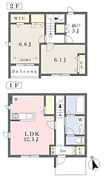 カーサ・リーベル 1階2SLDKの間取り