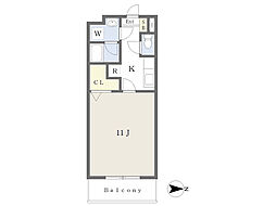 アイポート西棟 1Kの間取図画像