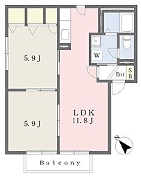 ニューヒルズ 2LDKの間取図画像