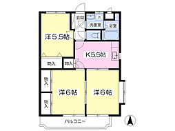 ユーミーハイピース2 3DKの間取図画像