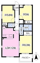 コルタード 3LDKの間取図画像
