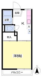 松木下ヴィレッジC 1Kの間取図画像