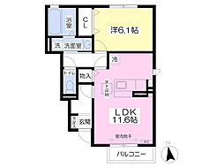 レザンヴェルジェ 1LDKの間取図画像