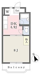 ソフィア2 1DKの間取図画像