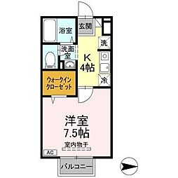 グランドソレーユ・ＳII 2階1Kの間取り
