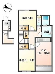 伊予鉄道郡中線 郡中港駅 徒歩10分の賃貸アパート 2階2DKの間取り