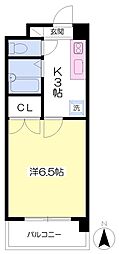 ヴィラアンソレイエ美沢 1Kの間取図画像