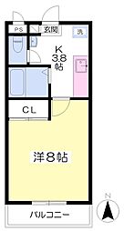 フロンティア・UEDA 1Kの間取図画像