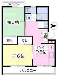 松風ビル 2DKの間取図画像
