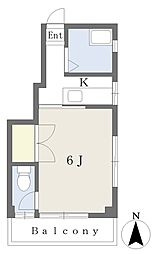 村上古町ビル 4階1Kの間取り