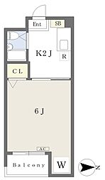 ミツダコーポ本町 2階1Kの間取り