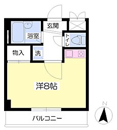 エスポワール松山 5階ワンルームの間取り