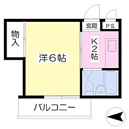 コーポ梶谷 4階1Kの間取り