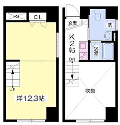 グリーンビュー西堀端 2階1Kの間取り