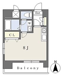 ペ・パサージュ平和 6階ワンルームの間取り