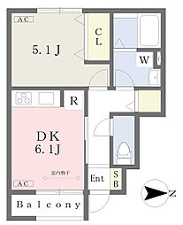 ＨＹＯ−ＤＯＲＵ東長戸 1階1DKの間取り