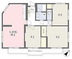 信愛ハイツ 3LDKの間取図画像