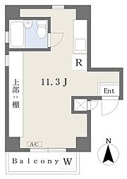 オックスフォードサーカス緑町 ワンルームの間取図画像