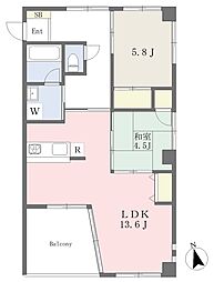ラ・エスパシオ2 2LDKの間取図画像
