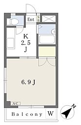 セレンディップ 1Kの間取図画像