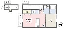 松山市南土居町アパート 1LDKの間取図画像