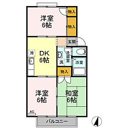 グリーンパーク佐伯D 3DKの間取図画像