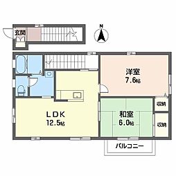 グランコート久万ノ台C 2LDKの間取図画像