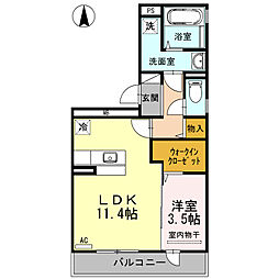 リヴェールK 1LDKの間取図画像