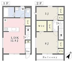 東温市志津川アパート 2LDKの間取図画像