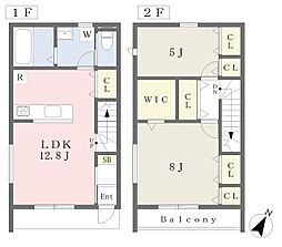 東温市志津川アパート 2LDKの間取図画像