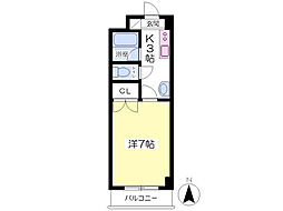ヴィレッヂ上野 1Kの間取図画像