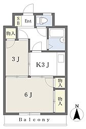 ヴィラ・アンソレイエ東温2 2Kの間取図画像