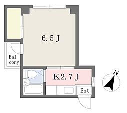 伊予鉄道市駅線 勝山町駅 徒歩12分の賃貸マンション 4階1Kの間取り