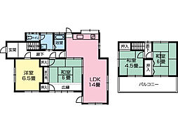 伊予鉄道郡中線 土橋駅 徒歩7分の賃貸一戸建て 1階4LDKの間取り
