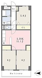 伊予鉄道高浜線 高浜駅 徒歩12分の賃貸マンション 5階3LDKの間取り
