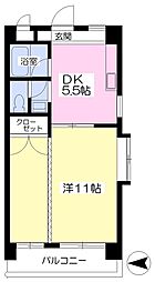 伊予鉄道市駅線 勝山町駅 徒歩5分の賃貸マンション 5階1DKの間取り