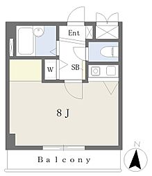 伊予鉄道本町線 本町一丁目駅 徒歩5分の賃貸マンション 2階ワンルームの間取り
